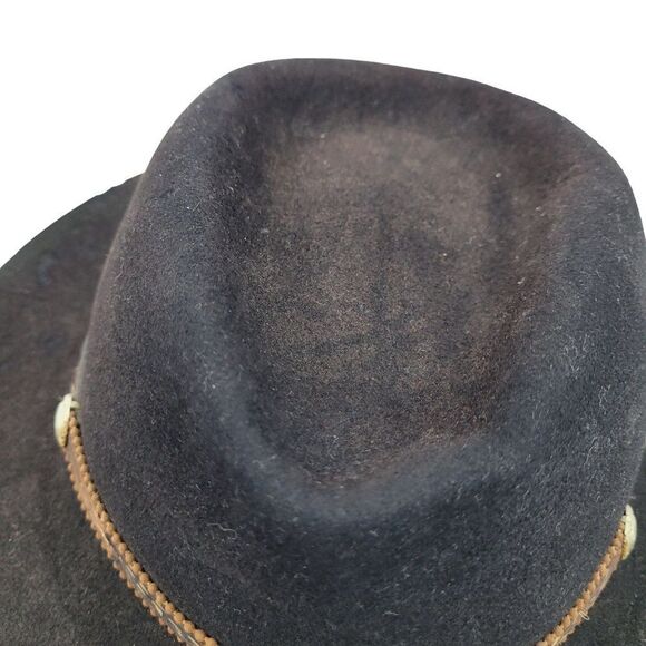 Vintage Magill Lee Cowboy Cowgirl‎ Hat S Black Fur Felt Pheasant Feather Fedora - Picture 4 of 16